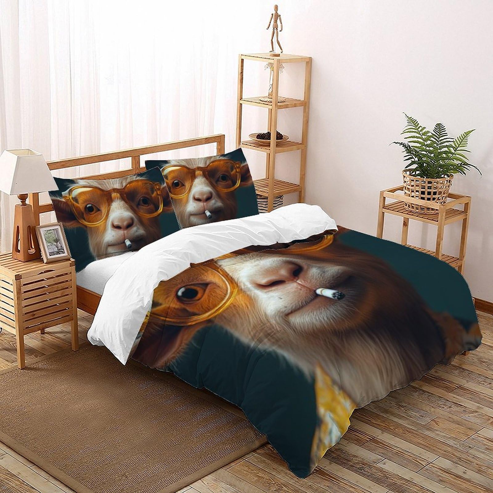 Housse de couette sans repassage microfibre 260x220 cm motif antilope 3D