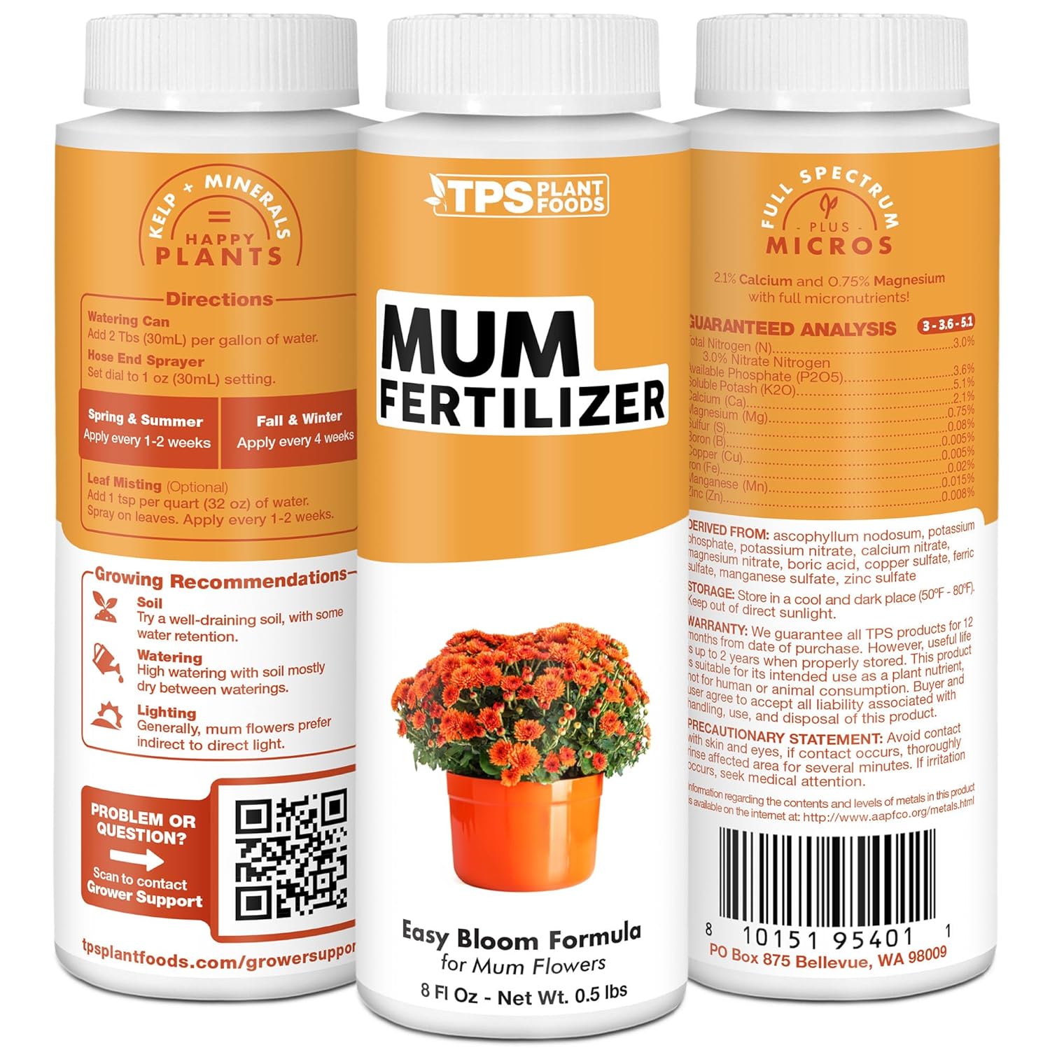 Mum Fertilizer – Liquid Plant Food for More Blooms, Brighter Color & Fuller Plants, 32 oz