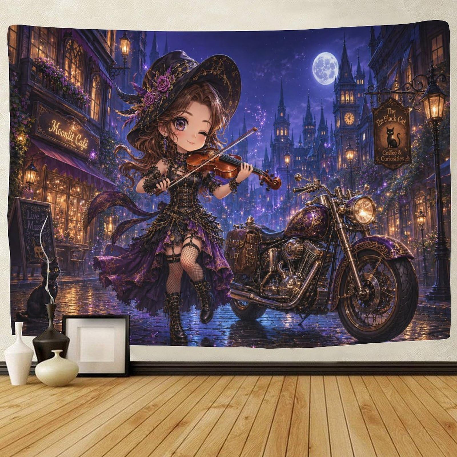 GPMNBCXZK Victorian Gothic Violinist 3D Print Wall Tapestry Wall Hanging Decor Tapestries Home Decoration Curtain Living Room College Dorm 180cmx230cm