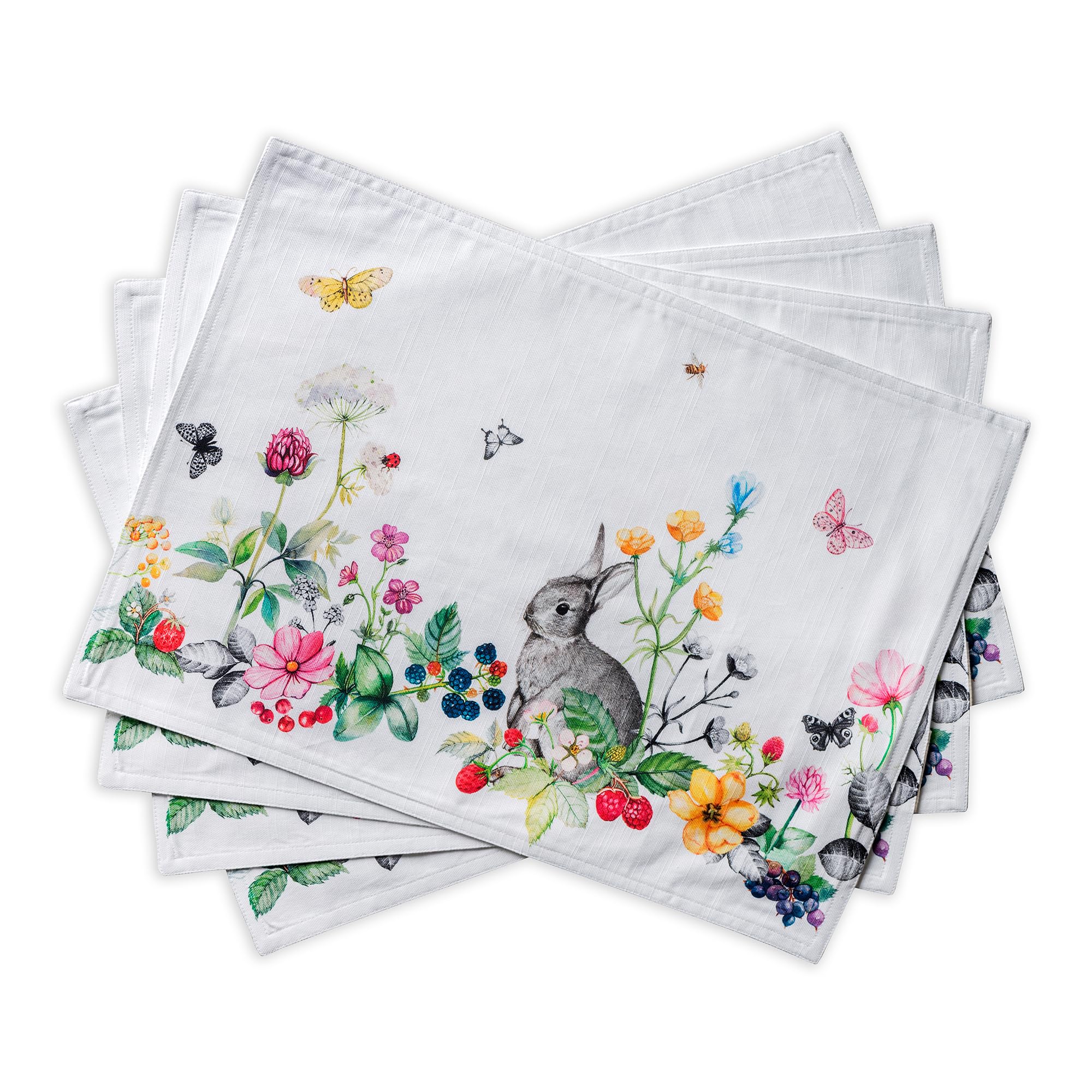 Maison D' Hermine 002 - Printemps Placemats Set Of 4 100% Cotton Washable Reusable Table Mats For Home Kitchen Dining Party Wedding Restaurant Spring Summer (Printemps, 33 Cm X 48 Cm)