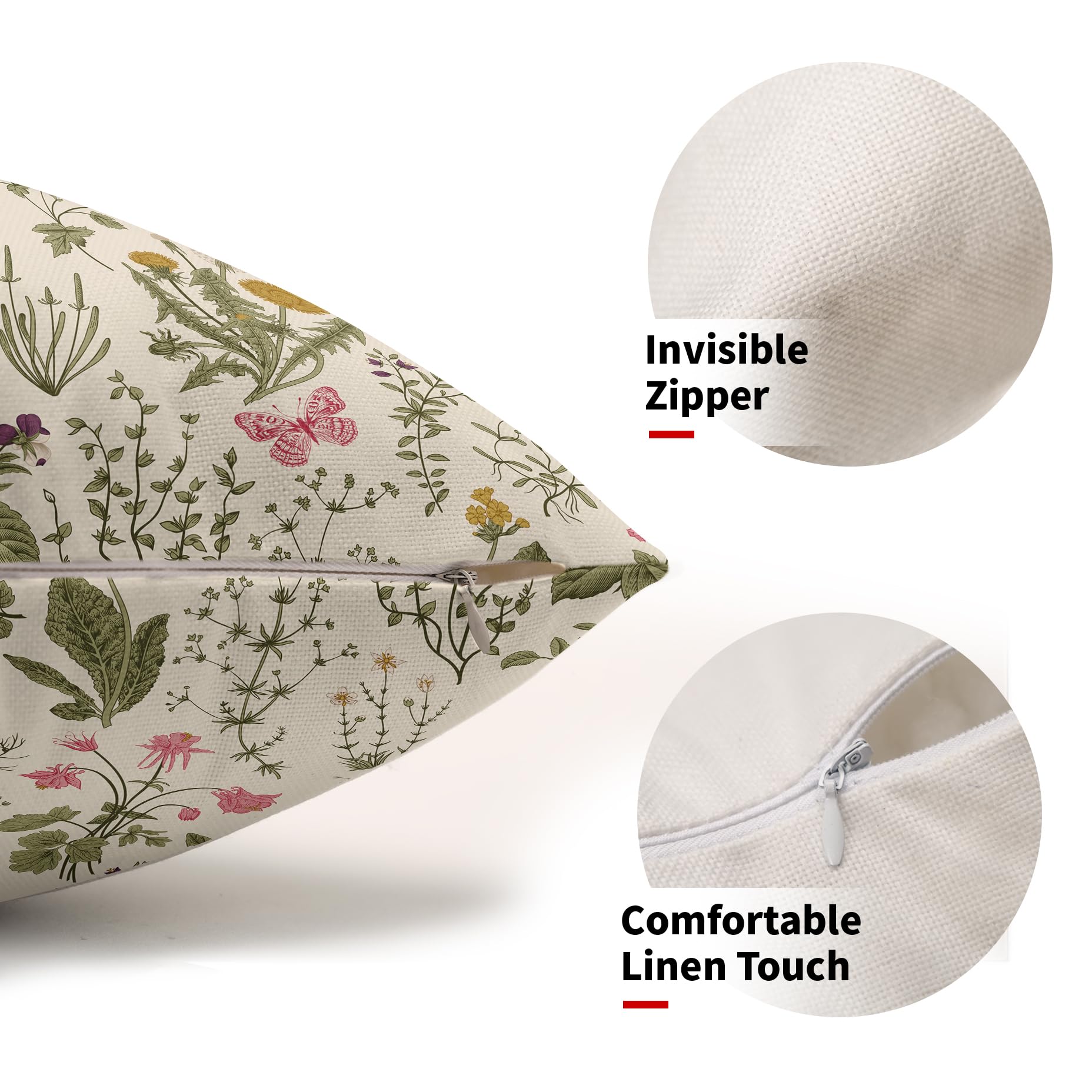 Cozywisper 12x20 Inch Spring Watercolor Floral Pillow Cover – Sage Green Botanical Throw Pillow Case For Couch & Bed - View #3