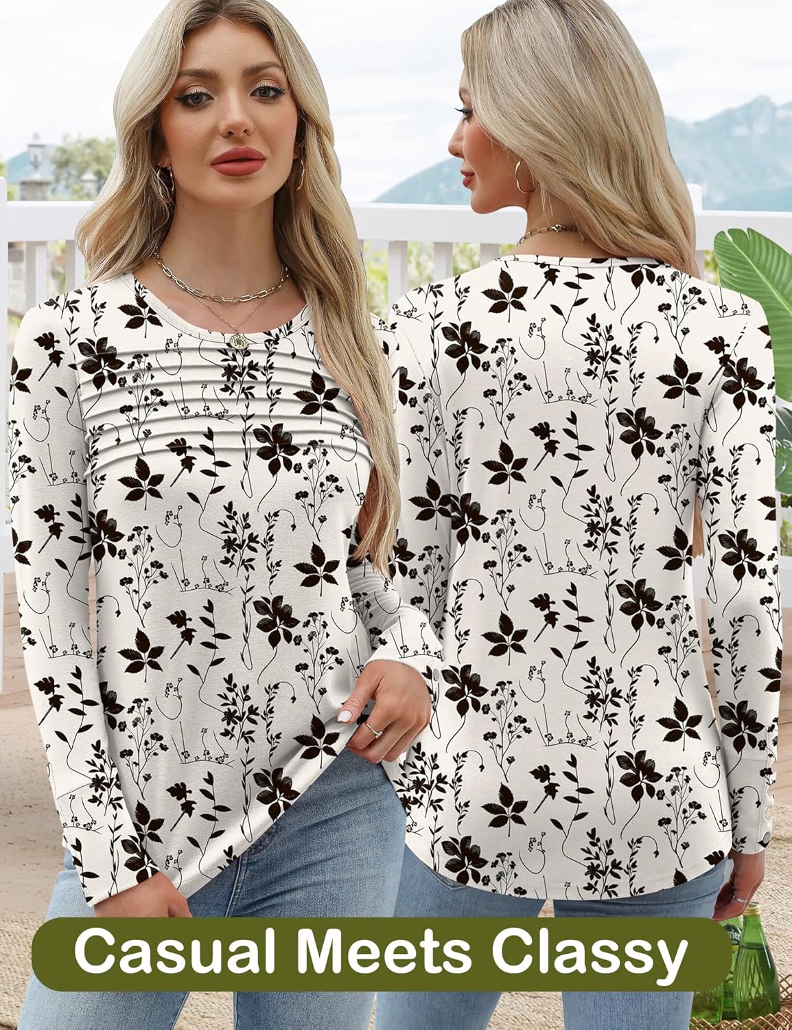 Blouses for Women Dressy Casual Long Sleeve Fall Fashion Tops Trendy Outfits for Work Office Shirts Thicker Clothes - Image 2