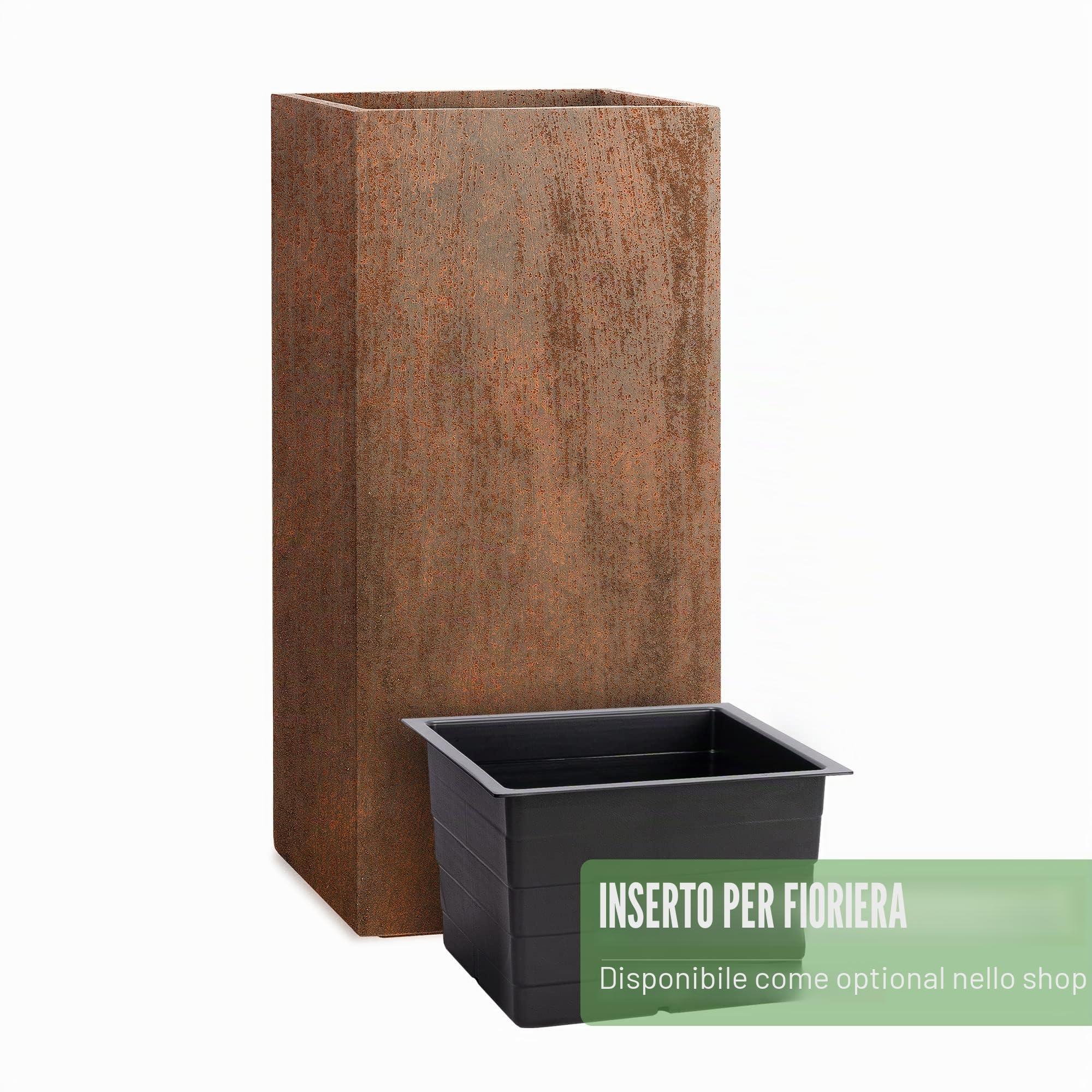 Pflanzwerk® Fioriera Vaso per fiori Portavaso TOWER Ruggine Marrone 70x33x33cm *Resistente al gelo* *Protezione UV* *Europea di qualità*