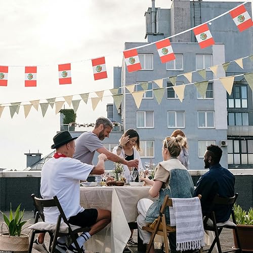 Miniatura 5 de Bandera peruana, pequeña cadena de banderas de Perú, mini banderas peruanas, utilizada para fiestas, escuela, eventos deportivos, decoraciones de