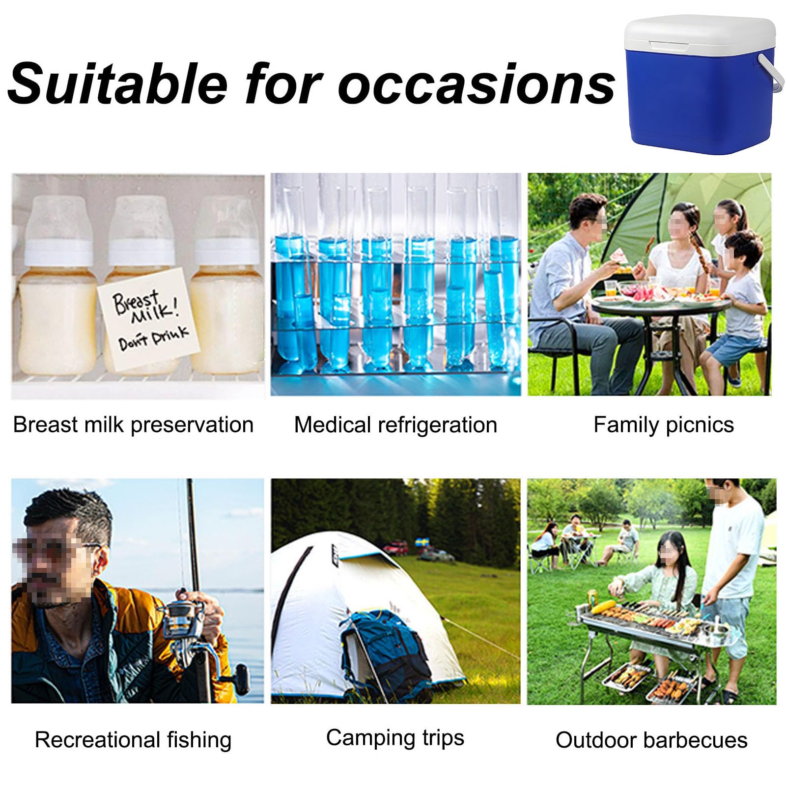 5L Cool Box, Contenitore Termico, Frigo Portatile, Thermobox, Scatola Termica per il Trasporto di Alimenti, Freddo Per Picnic Auto Spiaggia Viaggio Pasti All Aperto,7.5*10.2*6 in(Color:Verde)