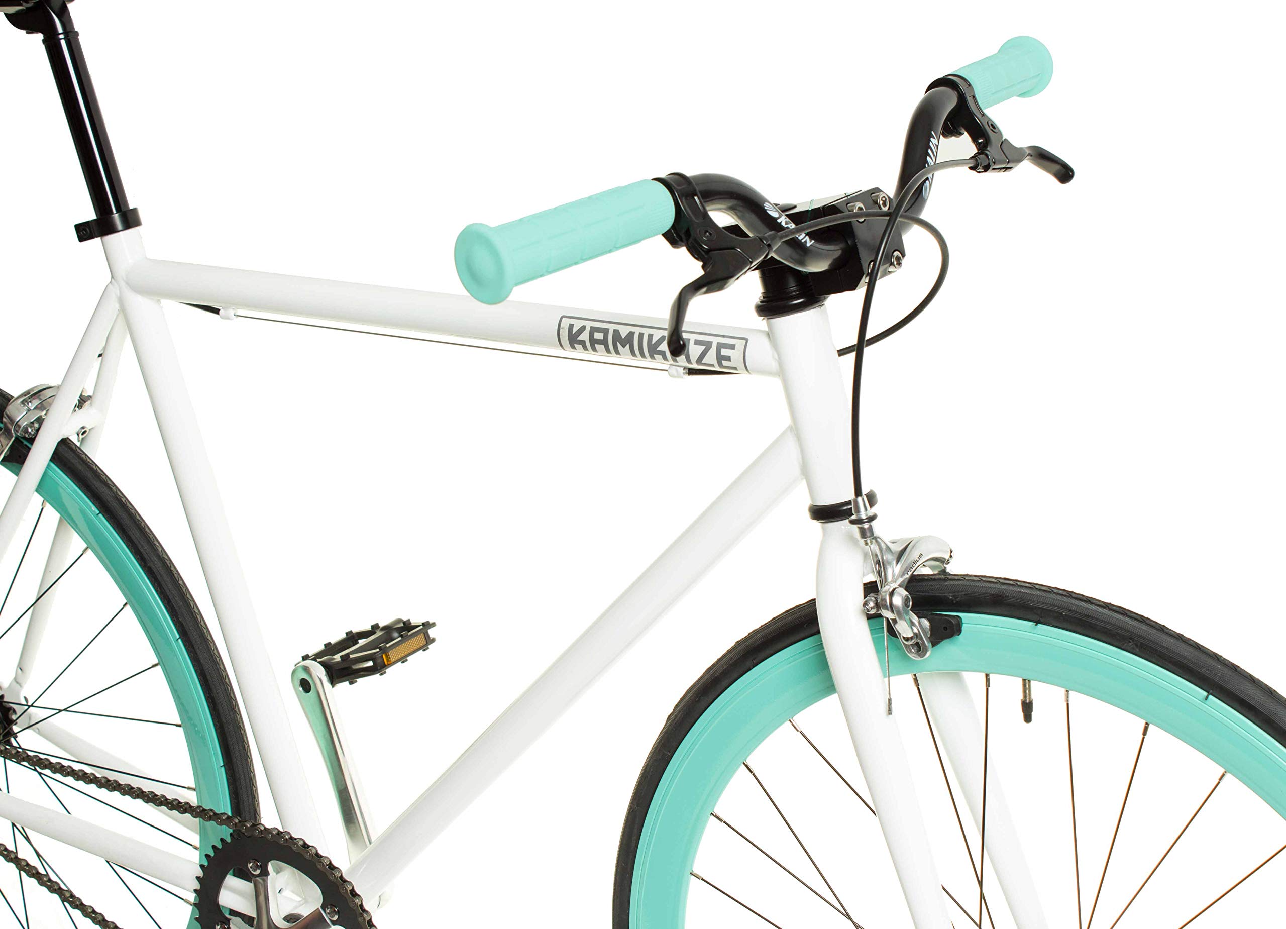 Kamikaze Bicicleta Fixie Urbana Single Speed Blanca/Celeste