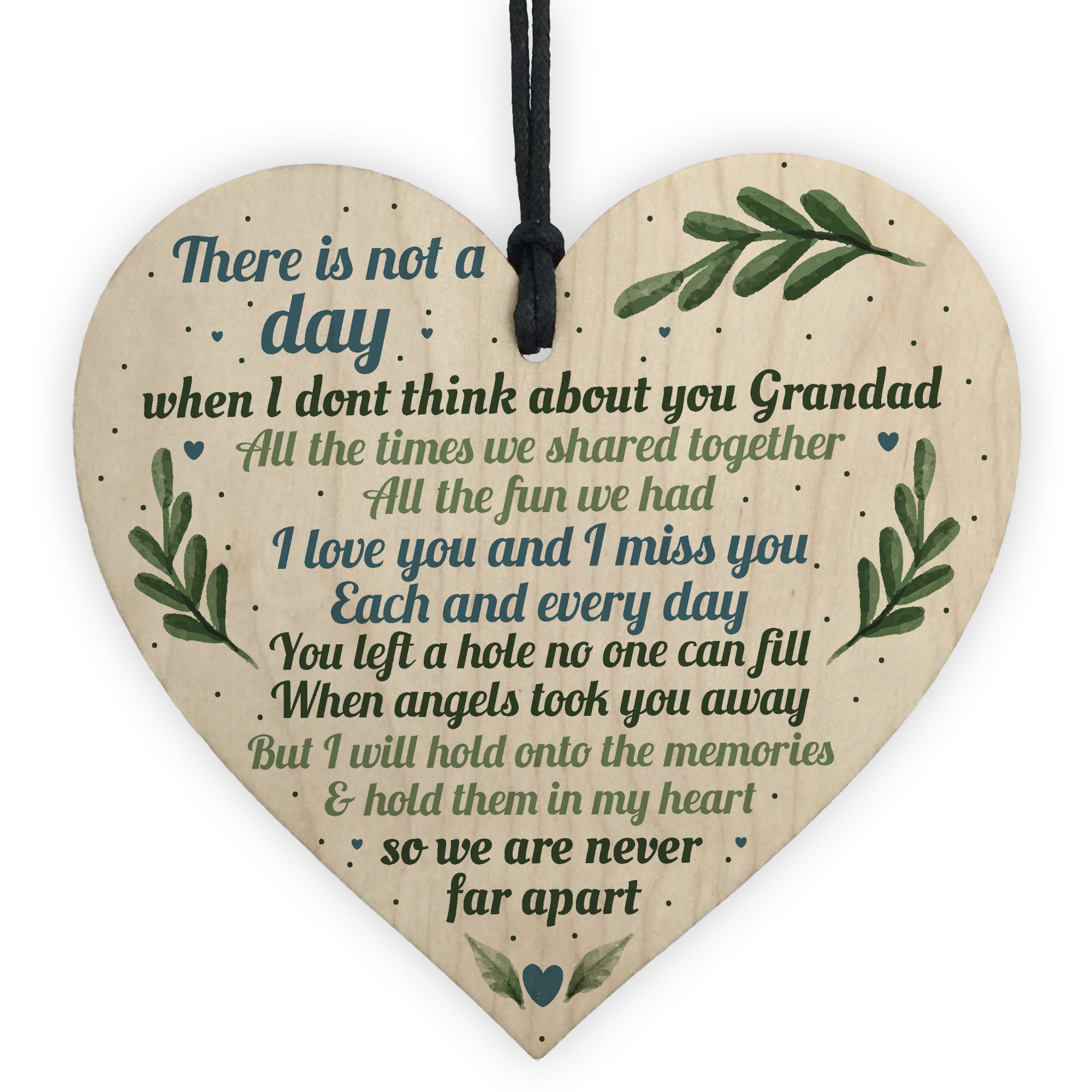 Red Ocean Grandad Grave Memorial Grave Plaque Tribute Sign Wooden Heart Dad Birthday Gifts For Him