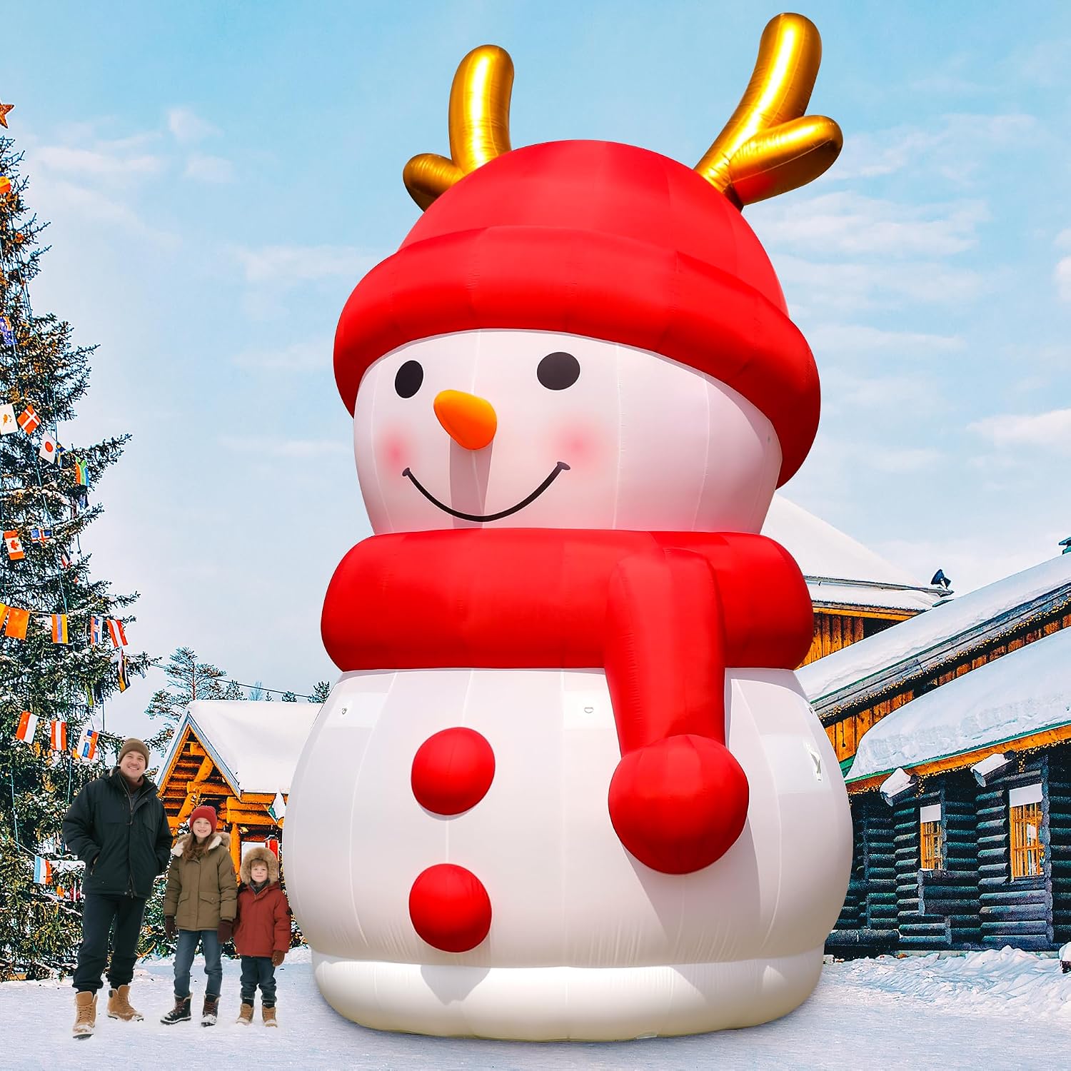 20Ft Giant Christmas Inflatable Snowman with Powerful Blower, Blow Up Holiday Decoration for Outdoor Yard Lawn Christmas Party (Without LED Lights)