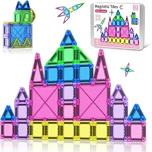 78PCS Magnetic Tiles Mini Travel Kids Set, Learning Sensory Toys,Preschool Classroom Magnetic Blocks Building Kids Toys & Games, for 3-8 Year Boys Girls Birthday Gift