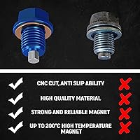 Vista 8 de Tapón magnético de drenaje de aceite M14x1.5, imán de neodimio, perno de aluminio con 5 arandelas de cobre, tapón de drenaje de aceite resistente