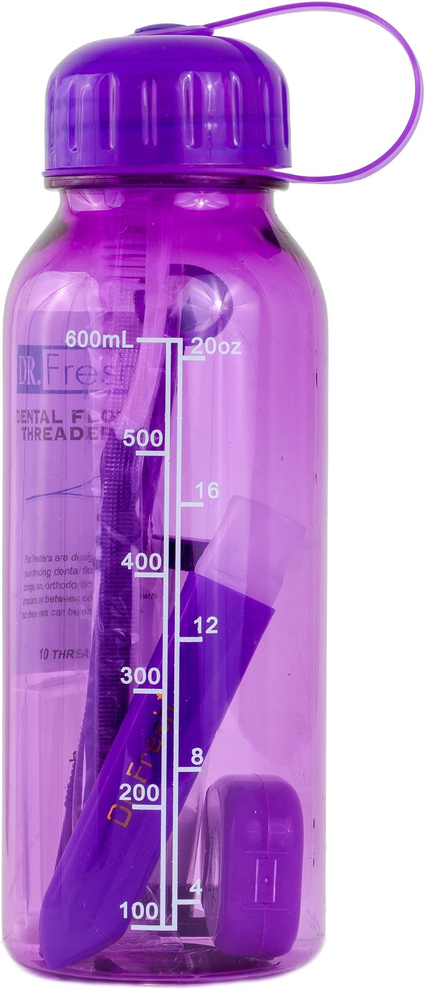 Dental Travel Kit; Toothbrush, Orthodontic Floss, 2 Minute Timer, Folding Toothbrush, Mirror, Proxy Brush & Case, Mint Wax For Braces, Floss Threaders, Water Bottle | Flight Road Trip Camping (purple)