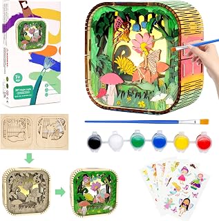 DIY Fairy Night Light,4 in 1 Arts and Crafts for Kids DIY Painting Kits Fairy 3D Puzzle with 30+ Different Patterns of Stickers Art Supplies for Kids 6-8,Creativity Gifts for 7+ Year Old Girls