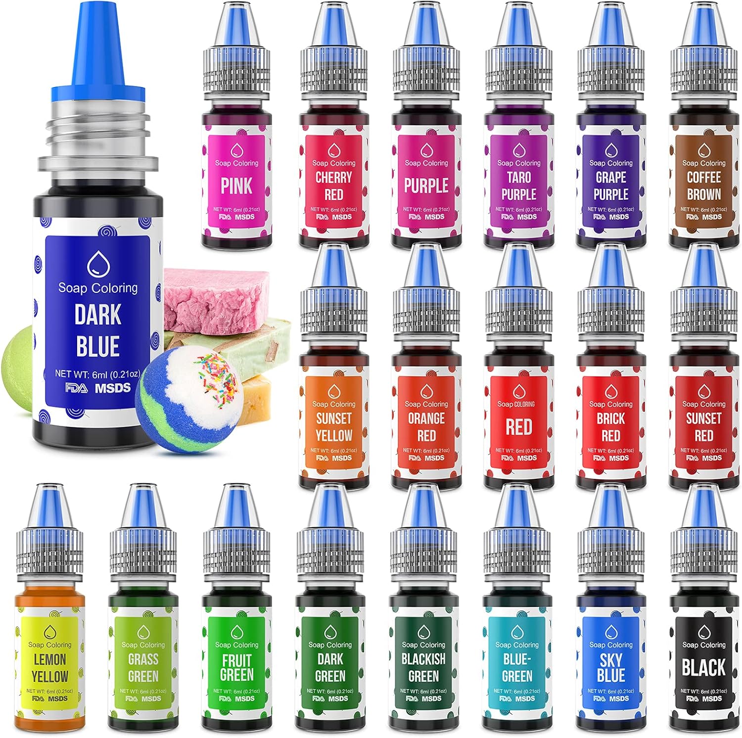 20 Colors Bath Bomb Soap Dye Wayin Liquid Based Soap Colorant, Food Grade Coloring