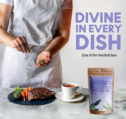 Miniatura 4 de My Land Romero griego orgánico, recogido a mano del monte Olimpo, hojas tradicionalmente secas y cortadas libres de tallos o cuerdas, empaquetado en