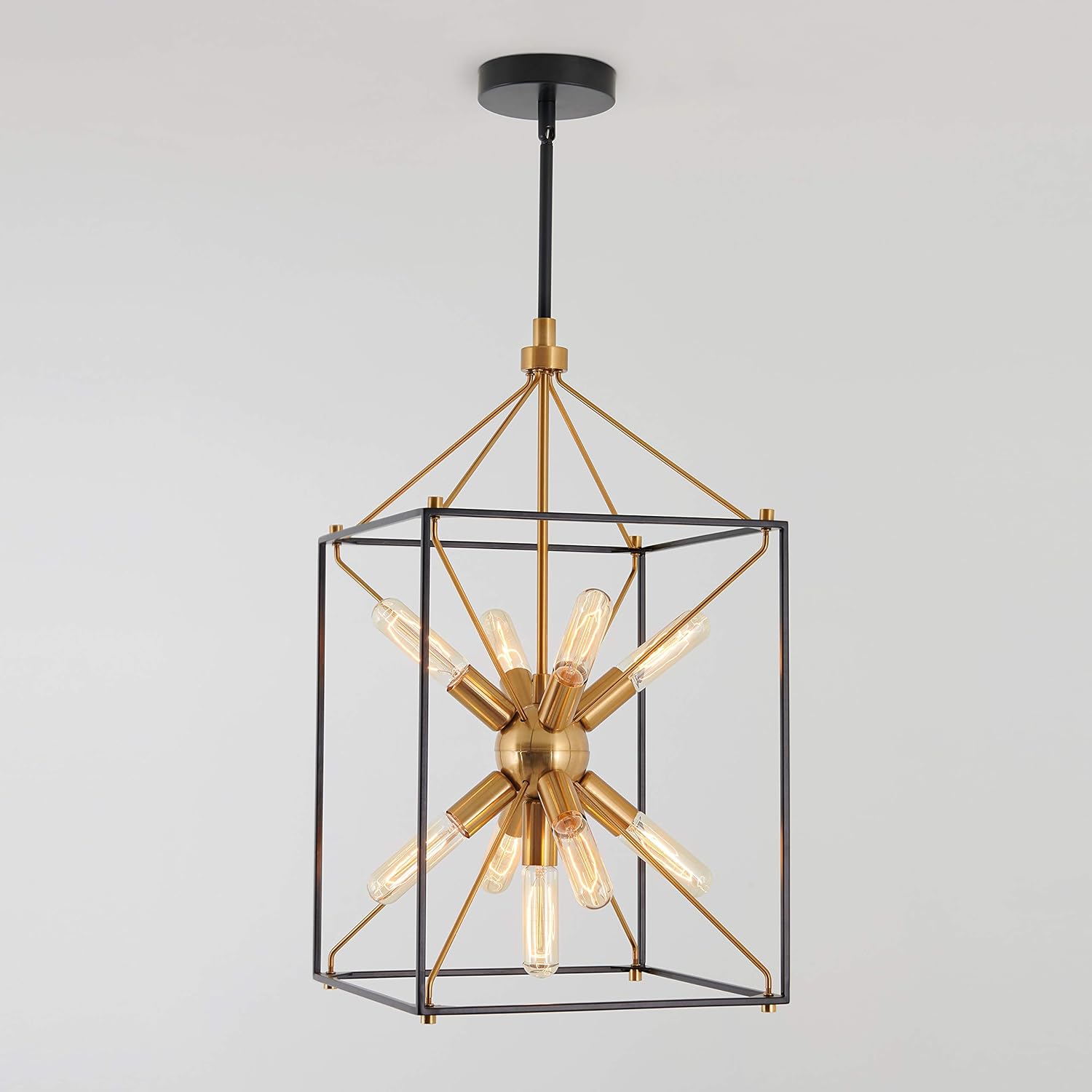 Artika Clyde Farmhouse Chandelier Black and Gold Finish - Ideal for Dining Room, Kitchen Light, Kitchen Island Light, Made of Steel, Bulb Not Included