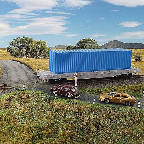 Miniatura 14 de C8741 2pcs HO Scale 1:87 52' Transportador plano de coche plano 52 pies Modelo Tren Contenedor de transporte de carga Coche (amarillo)