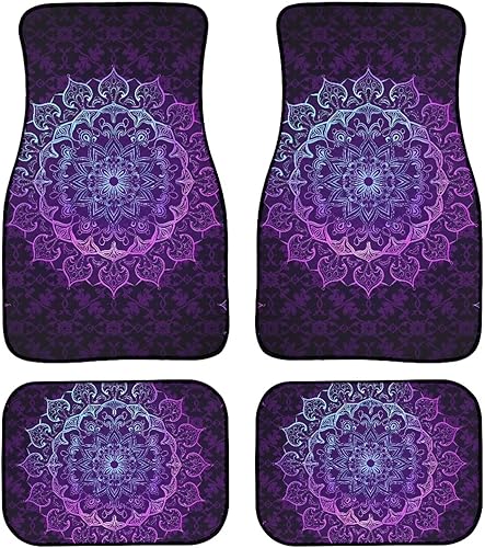 Miniatura 16 de Coloranimal Alfombrillas abstractas hippie para automóvil, 4 piezas, retro, años 60, 70, Groovy Daisy Hippy, alfombrillas universales para la Patrón