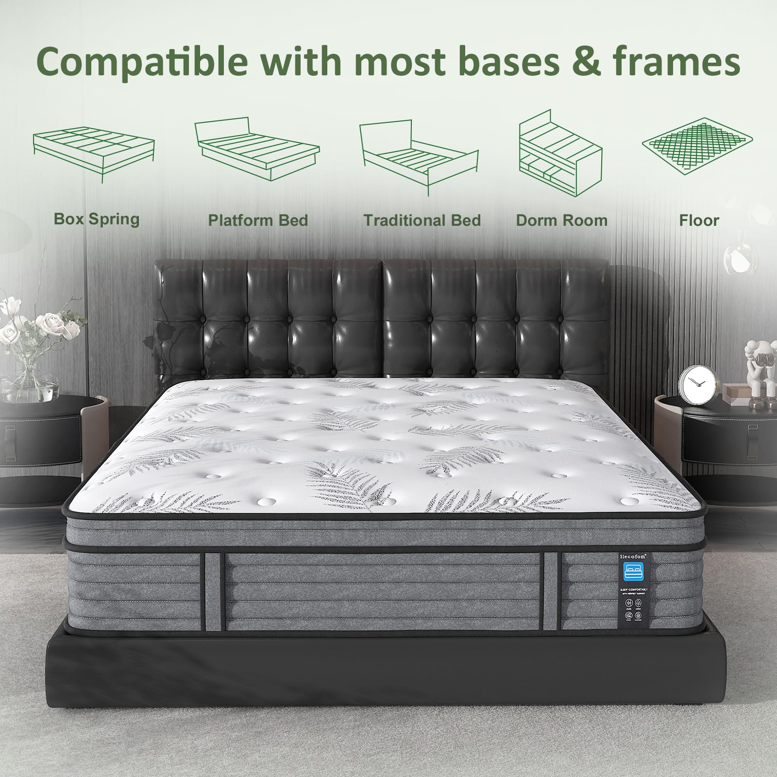 Slecofom California King Mattress,14 Inch Gel Memory Foam Pocket Spring