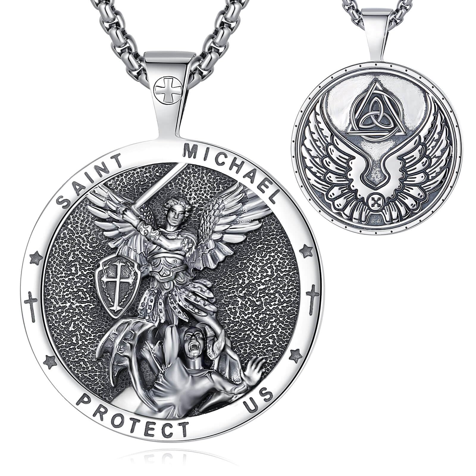 EUDORA Harmony BallEUDORA Plata de Ley 925 Medalla de San Cristóbal/San Miguel/San Judas Tadeo/San Benito/Virgen María/Arcángel Rafael Gabriel San Antonio Collar Colgante Amuleto Joyería Regalo para Mujer Hombre