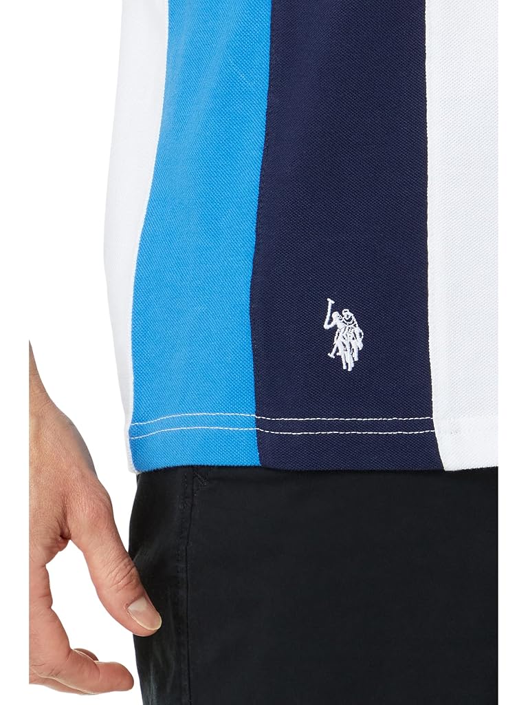 U.S. POLO ASSN. Slim Fit Curved Piecing Pique Knit Polo