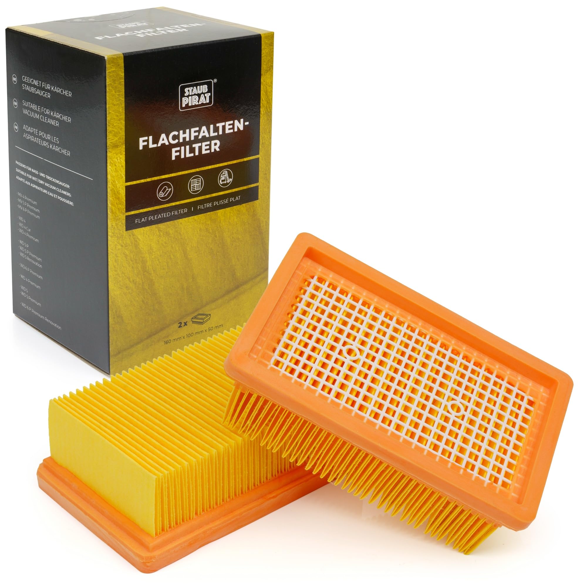 2 filtri pieghevoli piatti per Kärcher come KFI 4410, codice articolo 2.863-005.0