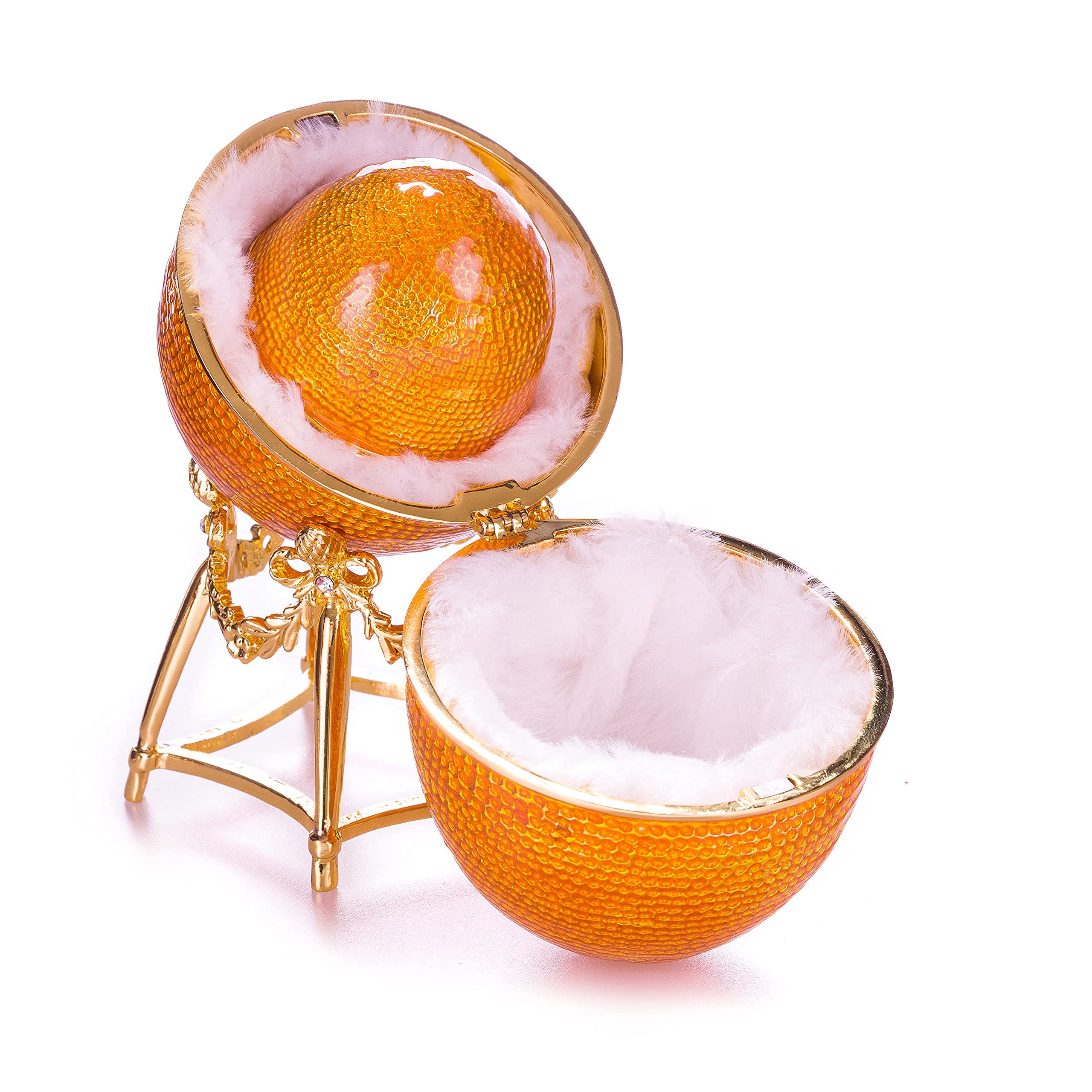 danila-souvenirs Glamorous Style First Hen Easter Egg Trinket Jewel Box with chicken 13 cm yellow