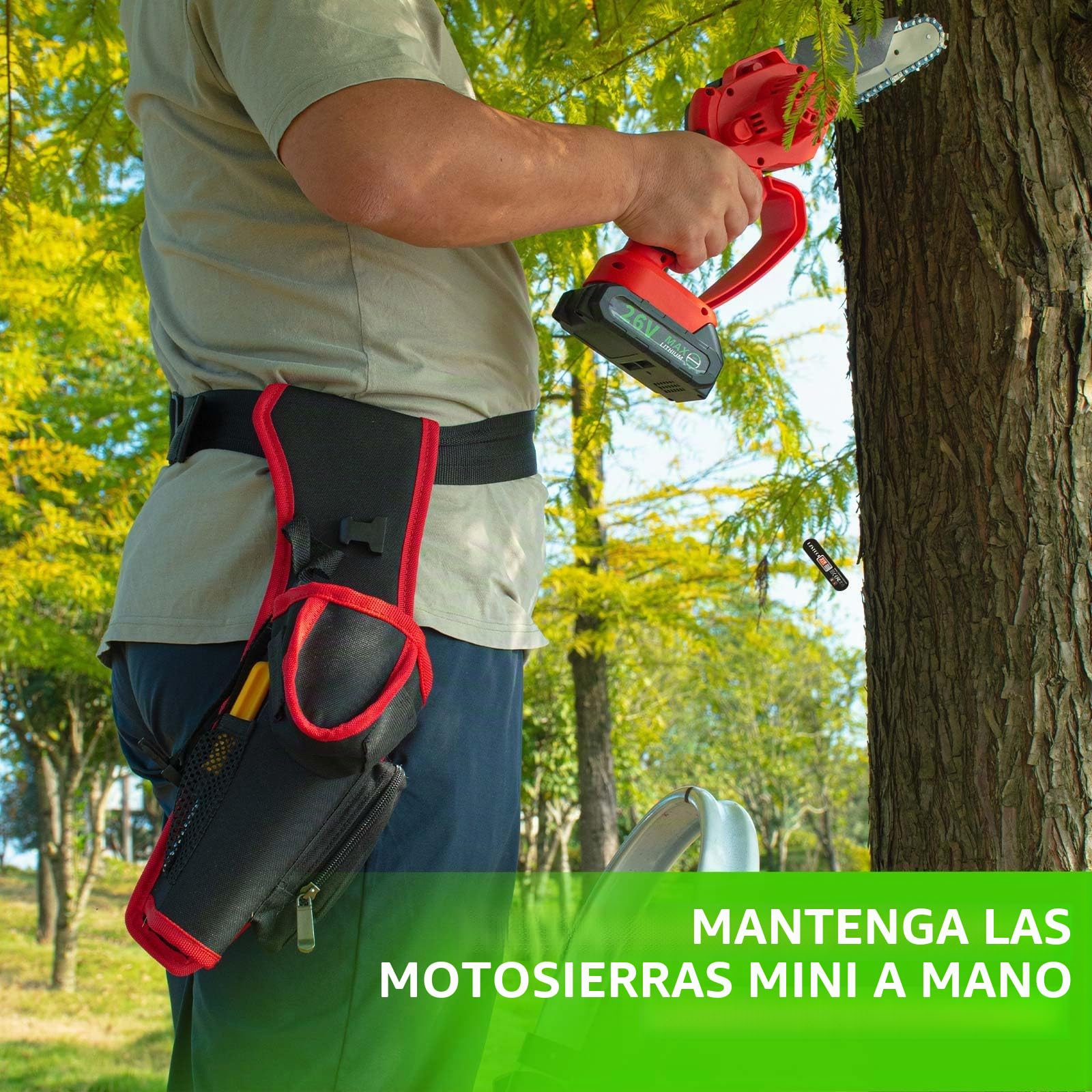 Mini Funda para Motosierra, Bolsa de Transporte para motosierras eléctricas pequeñas de 4/5/6 Pulgadas, carpintería con Cubiertas de Cadena de Barra/bucles Abiertos/cinturón Ajustable