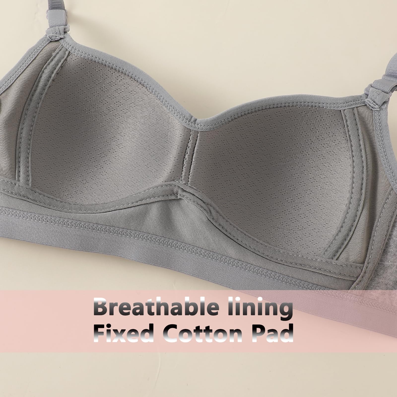 Sujetador Deportivo de algodón para niña Adolescente con Correa Ajustable Desmontable Bralette de Entrenamiento Paquete de 3