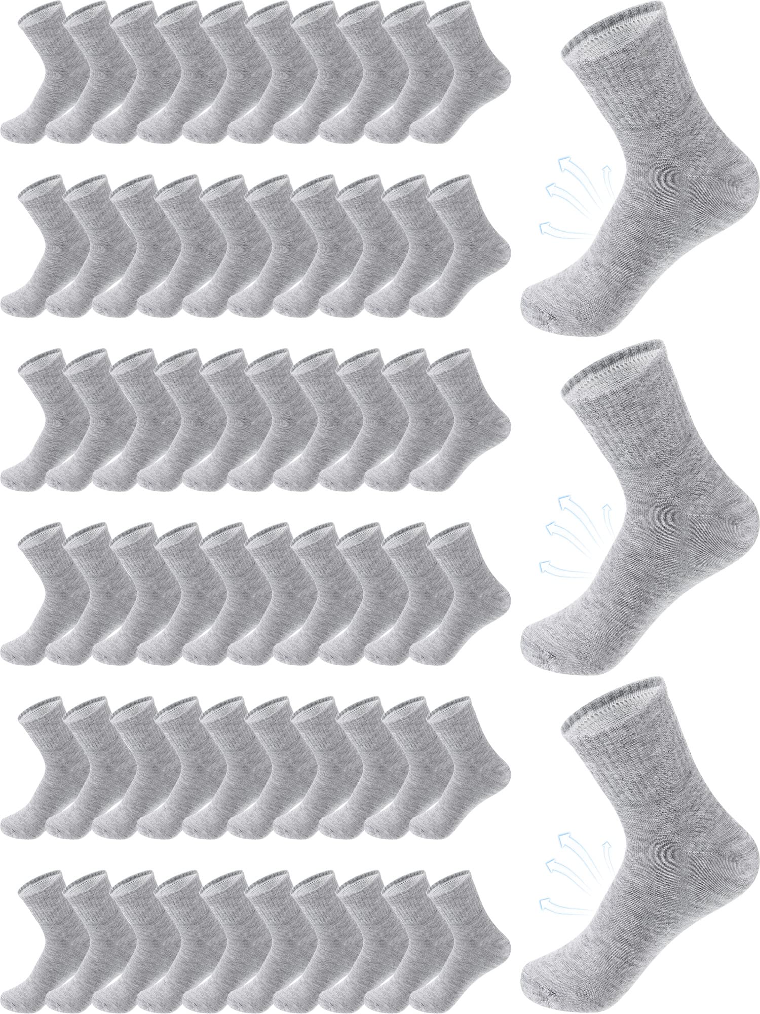 Tarpop Lot de 100 paires de chaussettes de sport décontractées anti-humidité pour homme et femme