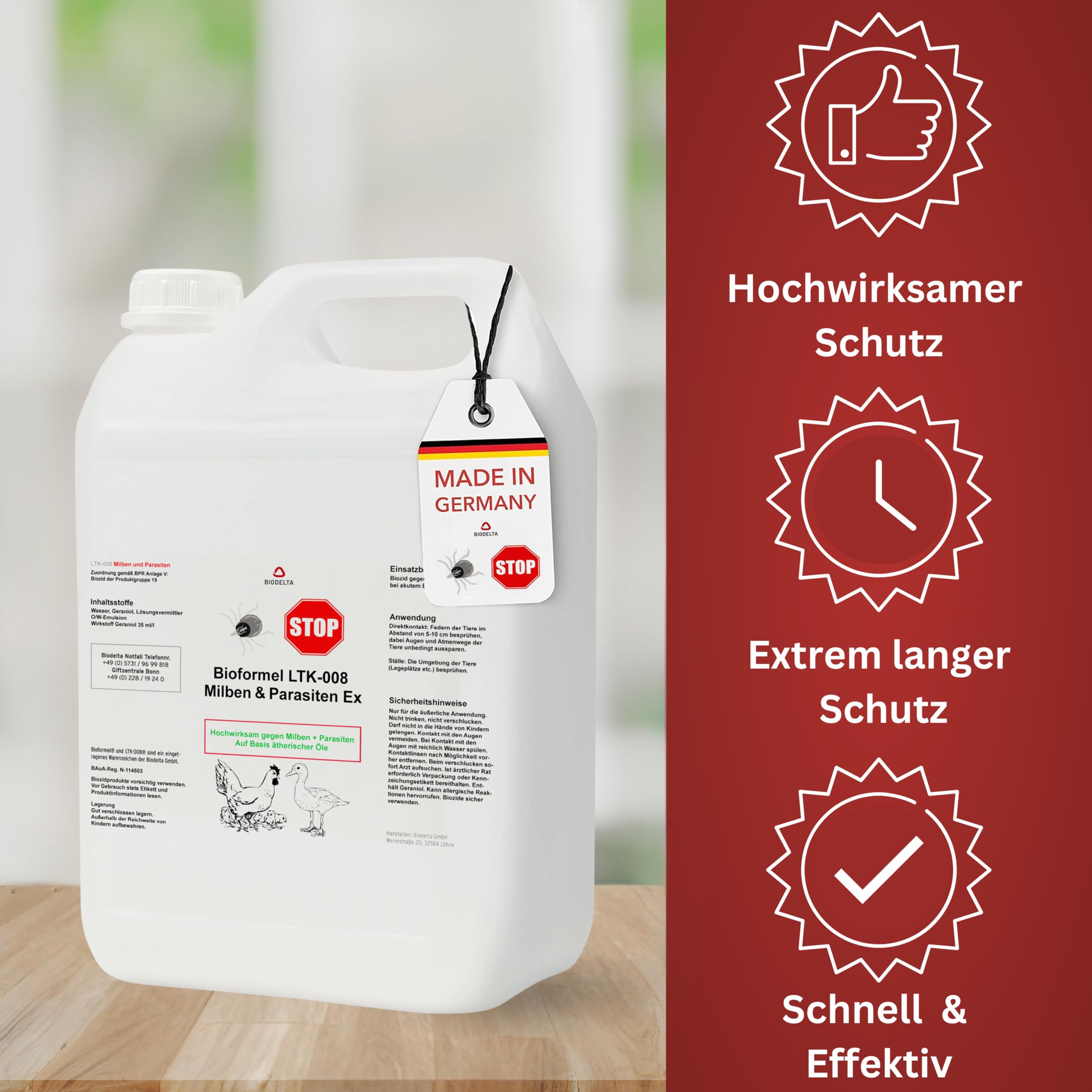 BIODELTA Milben Bundle Hühner & Geflügel 2 x 500ml + 1x 5L - Anti Milbenmittel gegen Milben und Parasiten - Hühner Milben Stop -Geflügel Milbenmittel - vorbeugend & bei akutem Befall