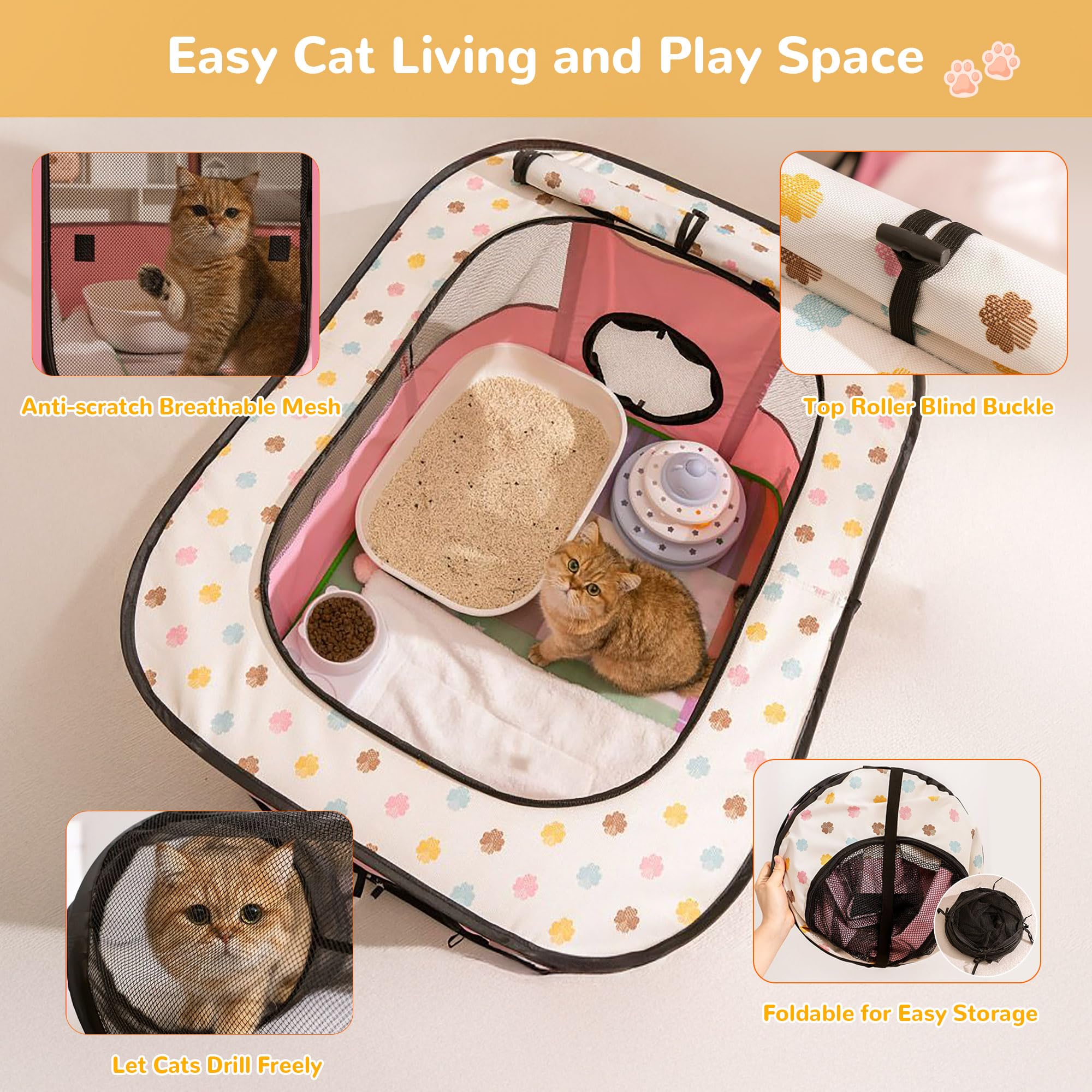 ALLSOPETS Katzengehege mit Tunnel Interaktiver Faltbarer Katzenzaun mit Großem Spielbereich Sicheres Outdoor-Katzenzelt für Hauskatzen Kleine Tiere und Welpen (Blau, XL)