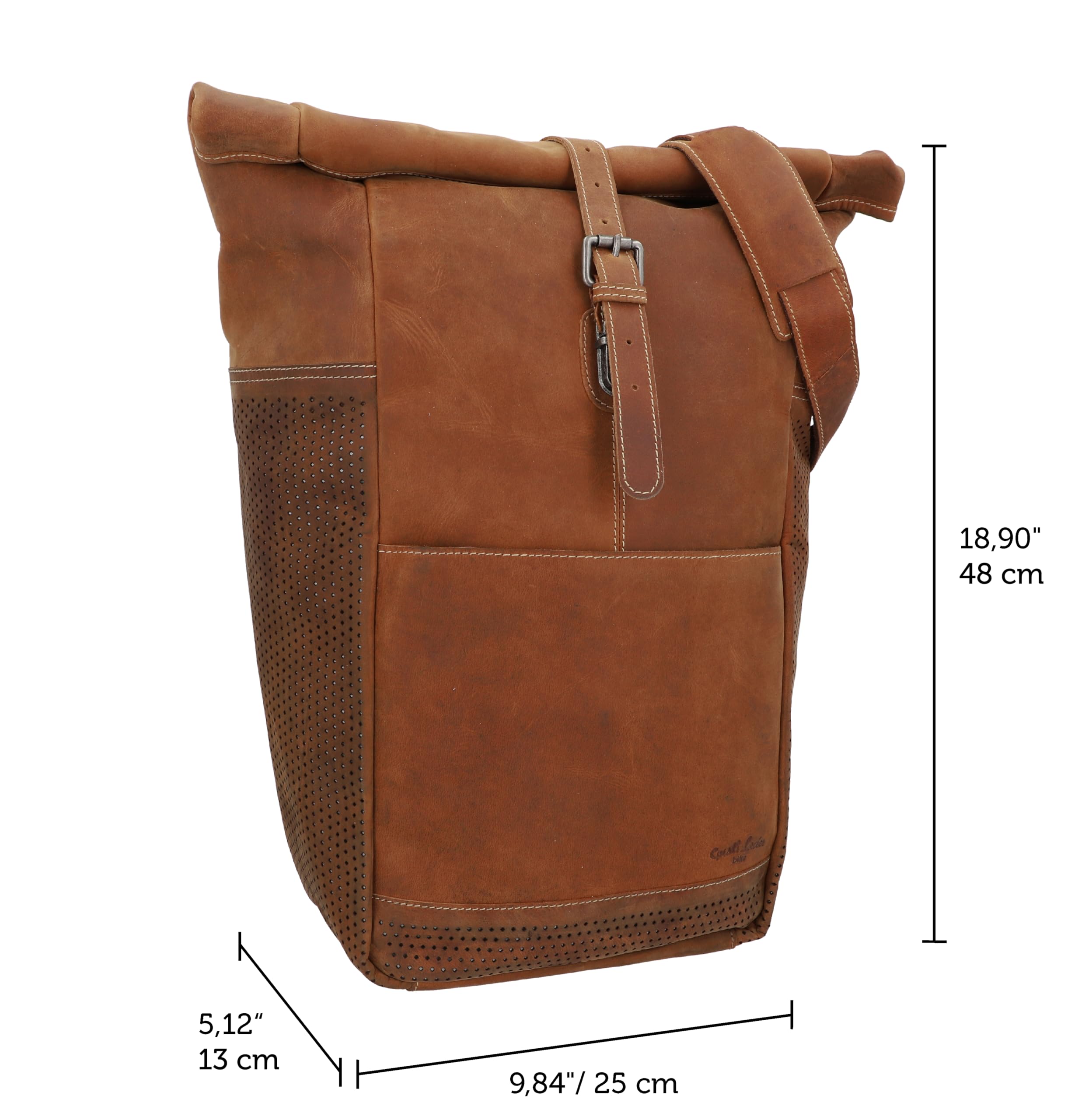 Gusti pelle Borsa portapacchi - Miquel I. Borsa laterale con tracolla per bici grande in pelle marrone
