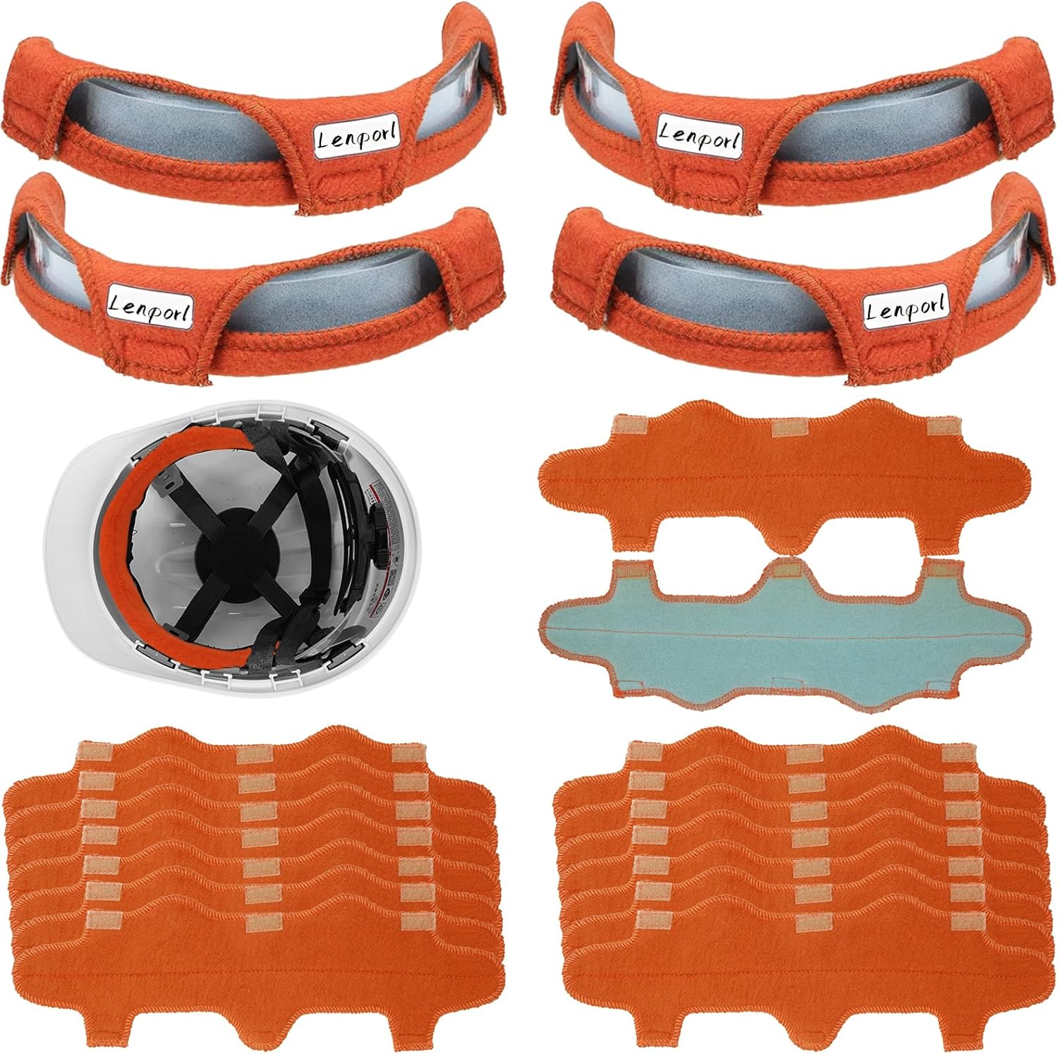 Lenporl 20 Pcs Reusable Sweat Bands for Hard Hats, Washable Cotton Hard Hat Liner and Comfort Pad