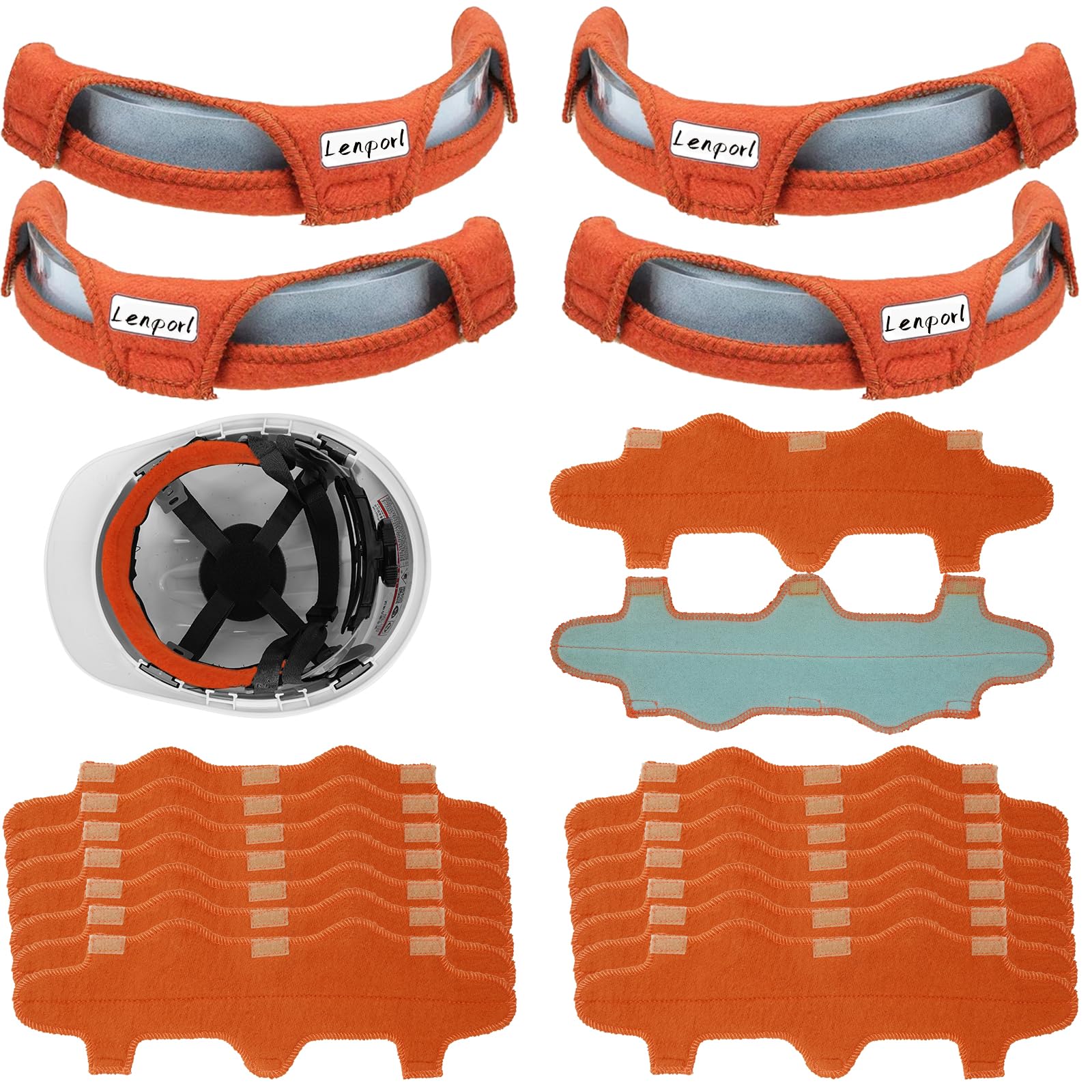 Lenporl 20 Pcs Reusable Sweat Bands for Hard Hats, Washable Cotton Hard Hat Liner and Comfort Pad