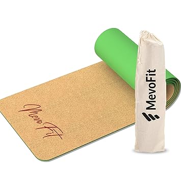 MevoFit Cork Yoga Mat, 100% Organic Cork & Natural Rubber Mat - 72