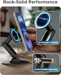COOPER Mag360, Support de téléphone magnétique pour bureau compatible avec MagSafe Titulaire du téléphone, 360° Réglable, iPhone Bureau pour iPhone 17 Pro Max/16/15/14/13/12, Y compris 1 Bague en métal pour autres téléphones - noir