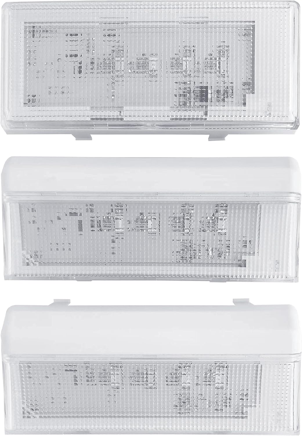 New Upgraded 2pcs W10515057 & 1pc W10515058 LED Light Set with Conical Lens and Frame for Whirlpool Refrigerator Light, Kenmore, Maytag, KitchenAid, Refrigerator,3PCS in One