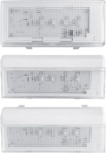 Juego de 2 luces LED W10515057 y 1 pieza W10515058 con lente cónica y marco para luz de refrigerador Whirlpool, Kenmore, Maytag, KitchenAid,
