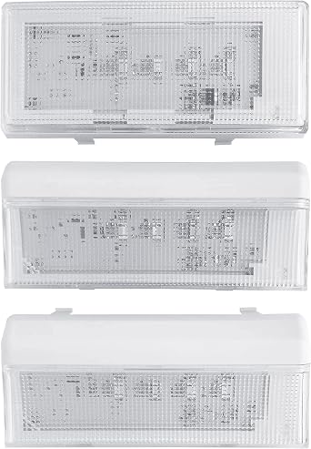 New Upgraded 2pcs W10515057 & 1pc W10515058 LED Light Set with Conical Lens and Frame for Whirlpool Refrigerator Light, Kenmore, Maytag, KitchenAid, Refrigerator,3PCS in One