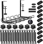 52-Piece Kit de bac de gestion de câbles sous bureau - Pas de panier d'organisateur de câble de forage pour le bureau/maison, tient les câbles d'extension & Câbles, Support de pince sans vis pour bureau, Cuisine, Internet Café