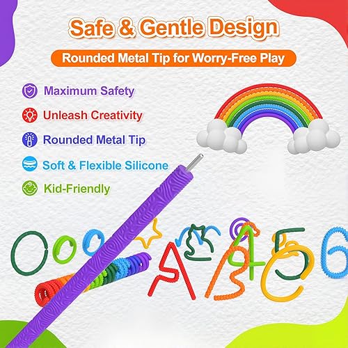 Miniatura 13 de Paquete de 6 juguetes sensoriales para ansiedad, elásticos para niños y adultos, con textura y alivio para el autismo, juguetes para necesidades