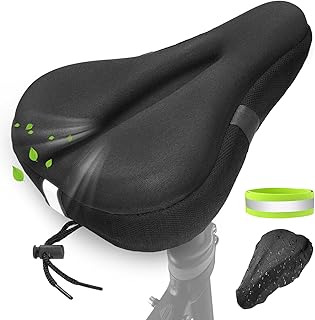 Zacro Comfort Bike Seat Cushion - Memory Foam Gel Padded Bike Seat Cover for Men Women, Extra Soft & Comfortable Bicycle Saddle with Reflective Strap，Fit for Exercise Mountain Road City Peloton Bike