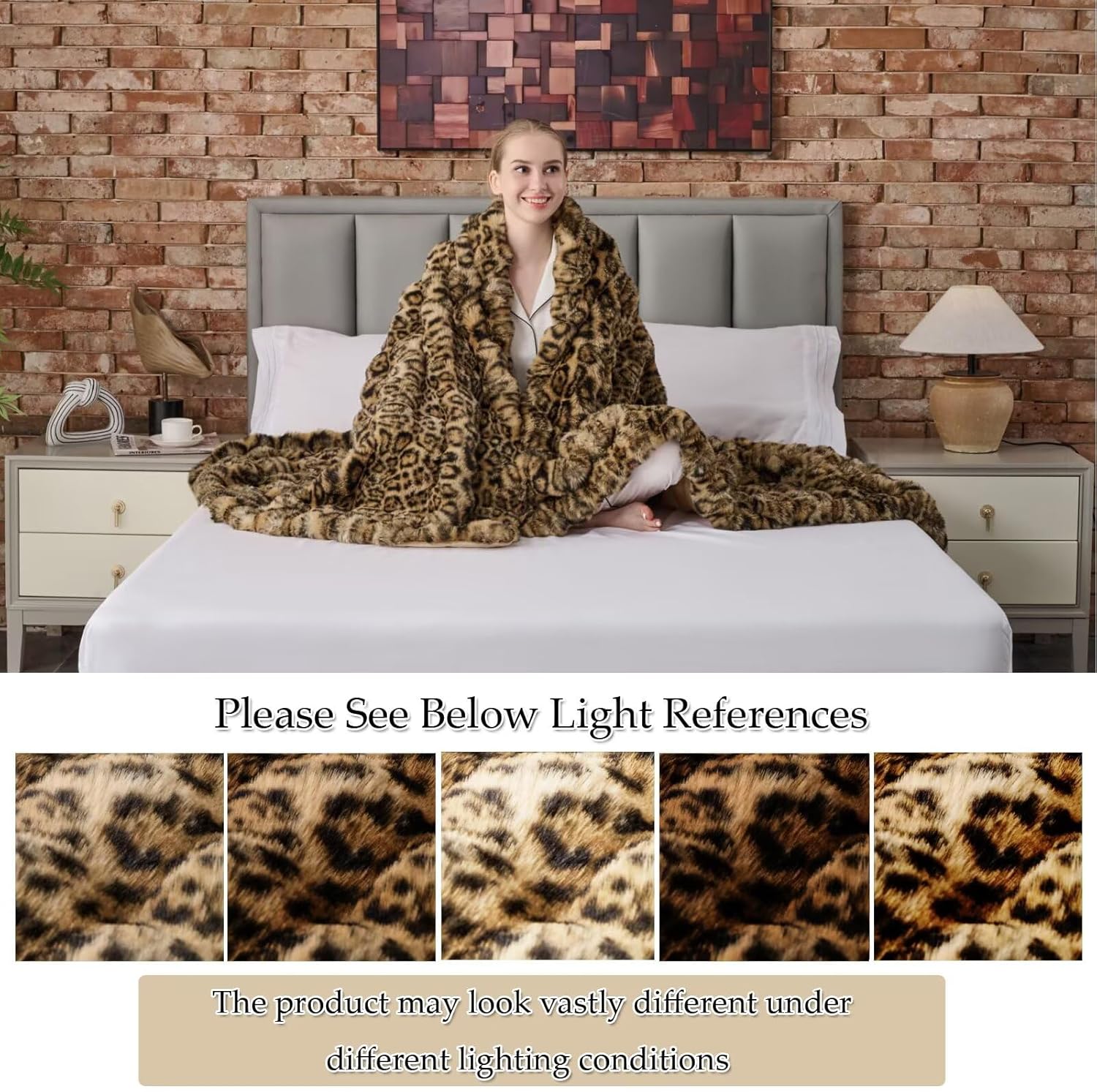 760GSM Faux Rabbit Faux Fur Throw Blanket,Super Thick Warm Bubble Blanket Throw,Fuzzy Luxury Plush Decorative Blanket for Couch Bed Sofa(Leopard Brown,60''x 80'') - Image 7