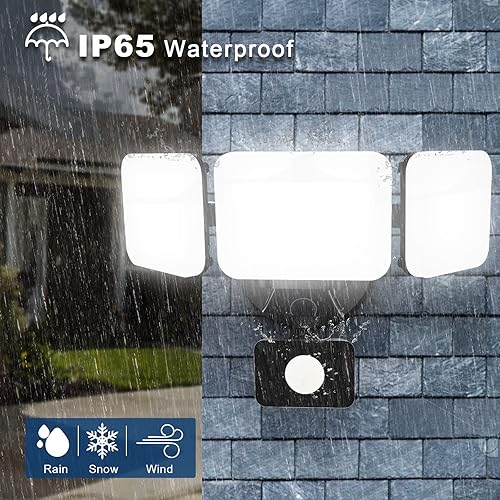 Miniatura 6 de EMANER Luz de seguridad activada por movimiento, reflector para exteriores del atardecer al amanecer y sensor de movimiento ajustable, lente