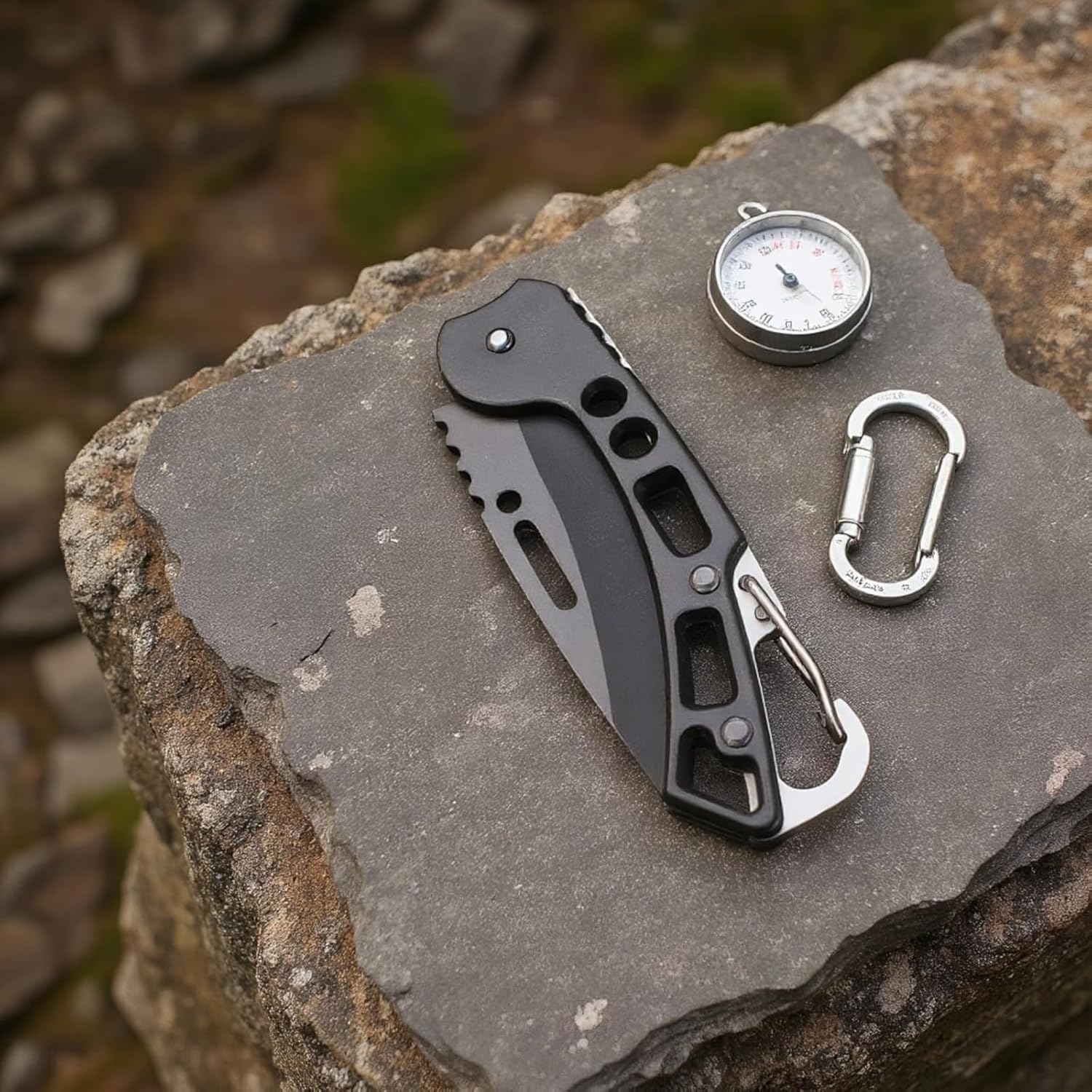 Compact Folding Multi-Tool - Keychain Design Stainless Steel Implement for Daily Carry & Outdoor Preparedness (black)
