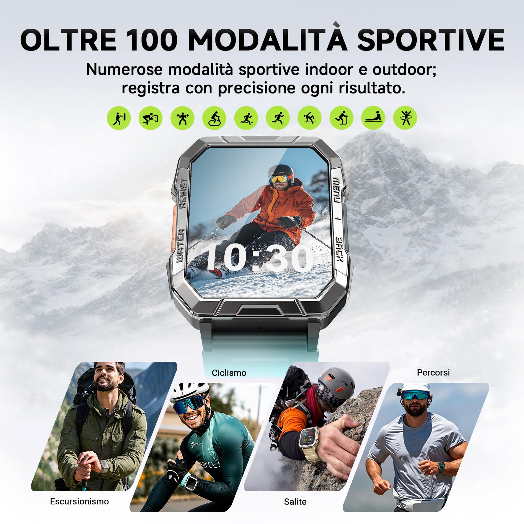 Blackview Smartwatch Uomo, Smartwatch Militare Uomo Fitness con Chiamate Bluetooth,2.01" Orologio Intelligente 112+ Modalità Sportive/900 mAh/Sonno/Cardiofrequenzimetro/Torcia/Bussola per Android IOS