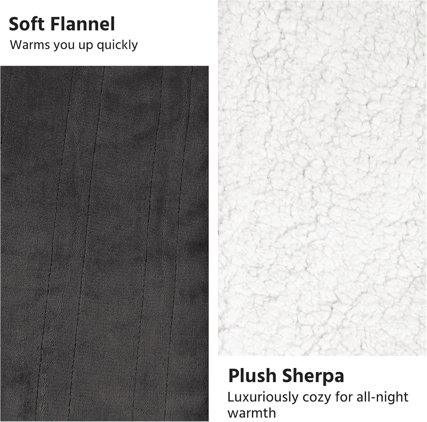 Electric Heated Blanket Queen Size 84x90 Inch - Super Soft Flannel, 10 Heat Settings, 1-12H Automatic Shutoff, Dual Zone Controls, Machine Washable, Ideal for Couch & Sleeping (Charcoal Gray) - Image 3