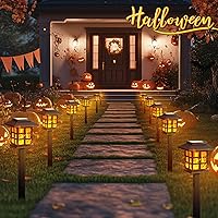 Vista 29 de GIGALUMI Luces solares para exteriores, paquete de 8 luces solares LED impermeables para exteriores, luces solares para pasarela que mantienen 10