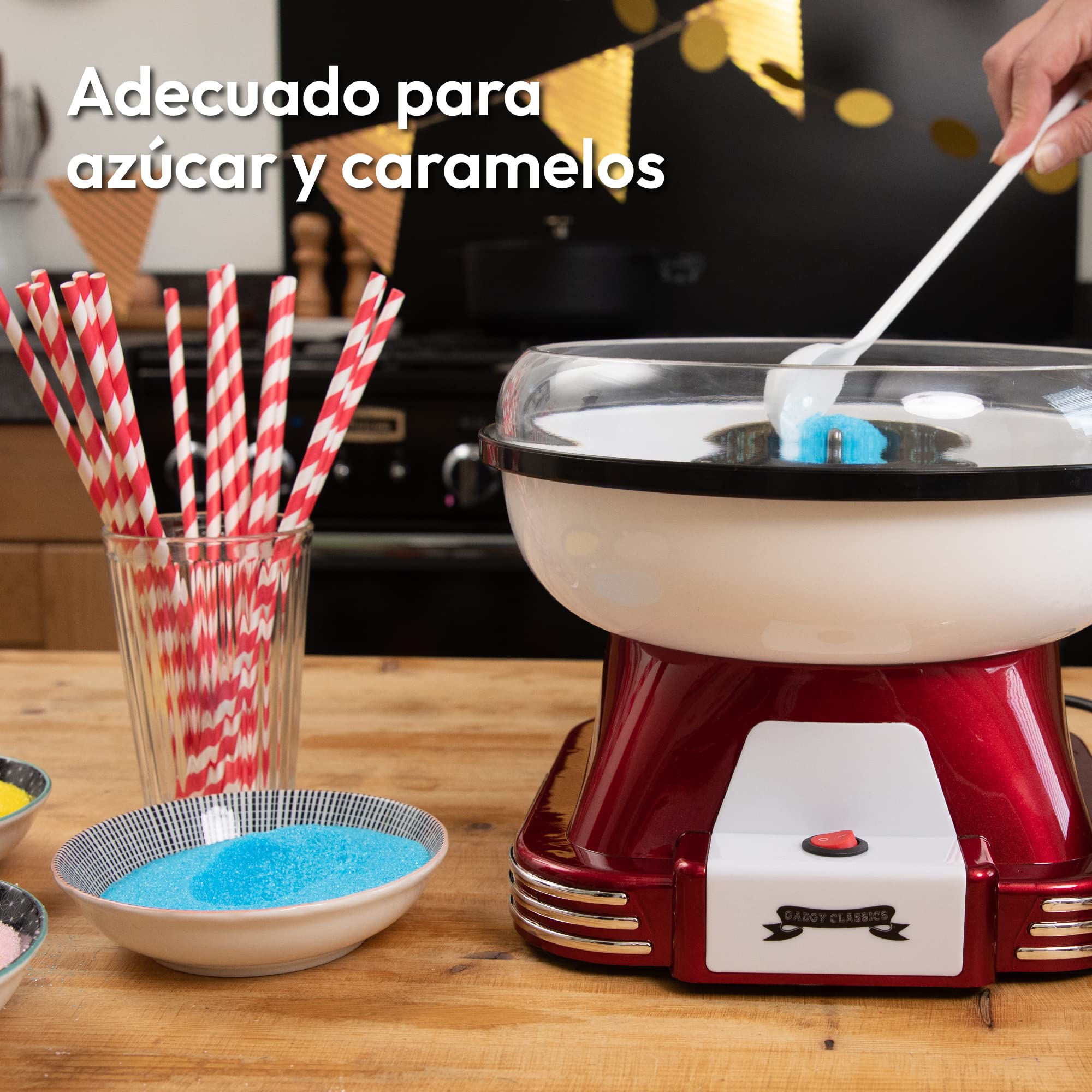 Gadgy Máquina de Algodón de Azúcar en Casa – Cotton Candy Machine de Diseño Retro – Máquina de Algodones de Azúcar o Caramelos - Ideal para Fiestas de Cumpleaños