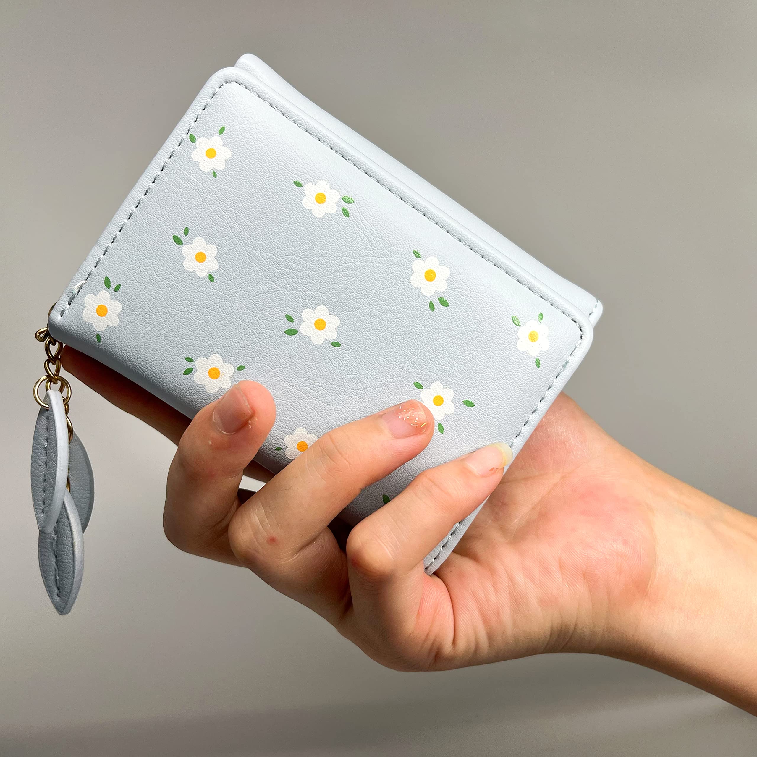 Cartera de moda para mujeres y niñas, con diseño de tigre 3D, billetera corta delgada con bolsillo para efectivo, tarjetero, monedero con ventana de identificación para mujer, Azul, Bonita 5